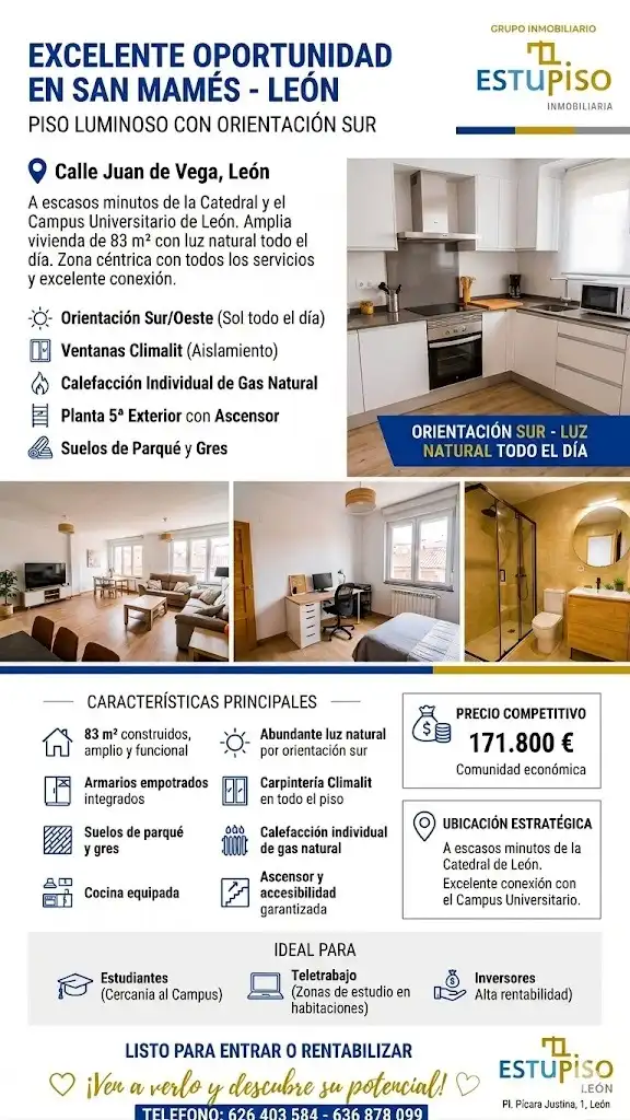 Habitación de Piso en venta en León Capital  con Calefacción