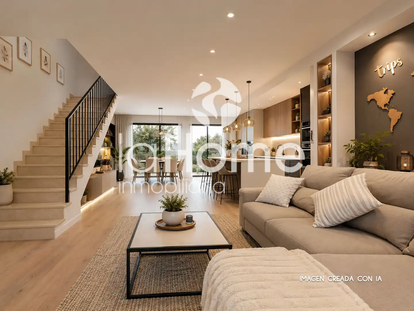 Sala de estar de Casa adosada en venta en La Pobla de Vallbona con Aire acondicionado, Calefacción y Jardín privado