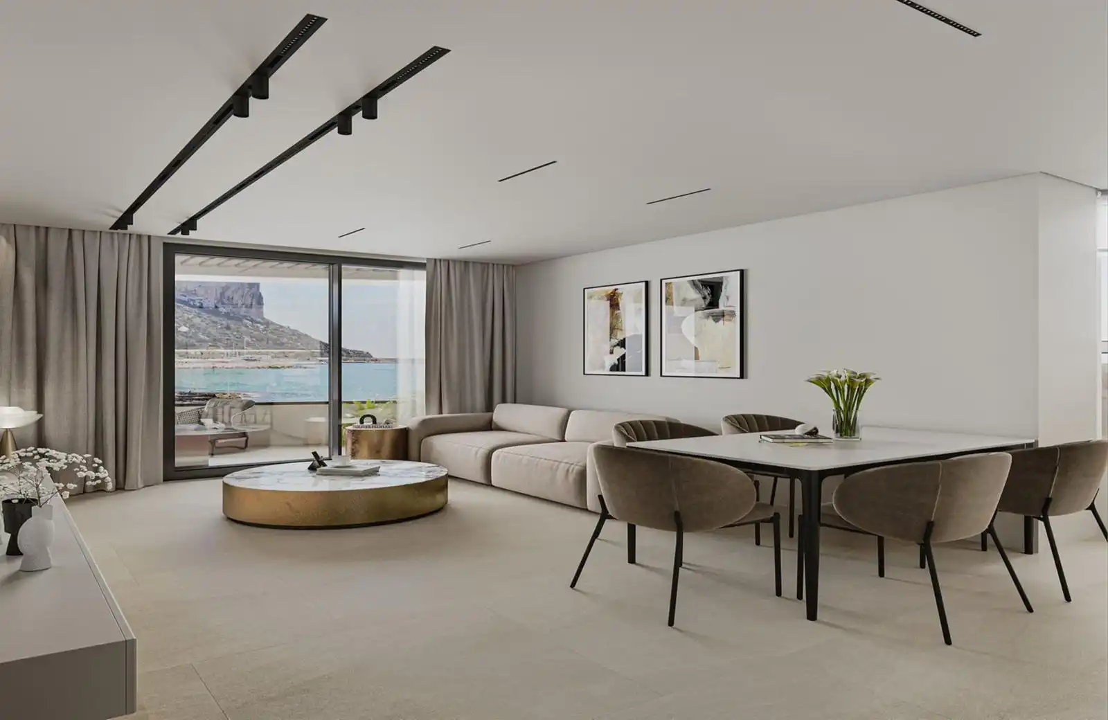 Sala d'estar de Apartament en venda en Calpe / Calp amb Aire condicionat, Terrassa i Traster