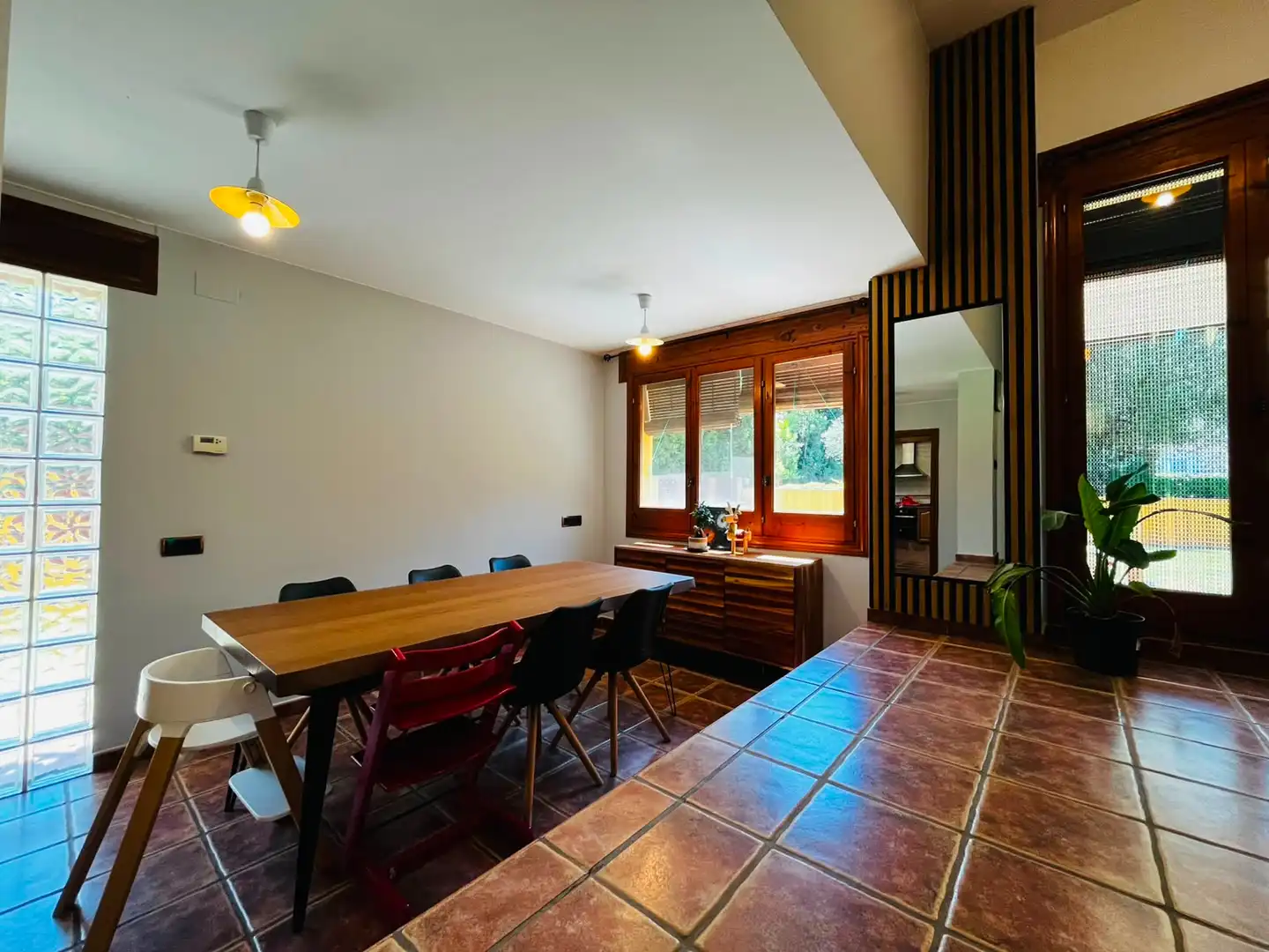 Dining room of Houses for rent in Sant Martí de Llémena  with Air Conditioner, Heating and Private garden