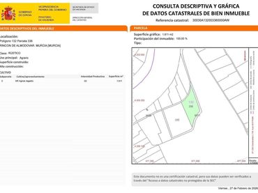 Rustikales Grundstück zum Verkauf in Pedanías Este