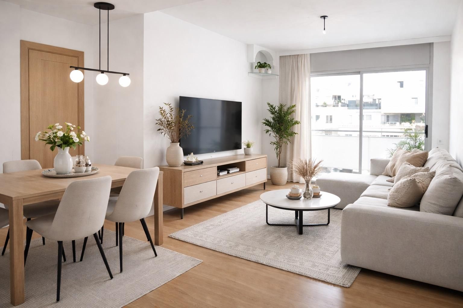 Living room of Flat for sale in Badalona  with Air Conditioner, Heating and Parquet flooring