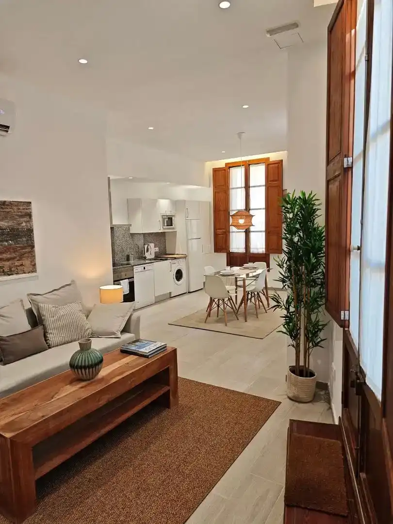 Wohnzimmer von Wohnungen zur Miete in  Palma de Mallorca mit Klimaanlage, Privatgarten und Abstellraum