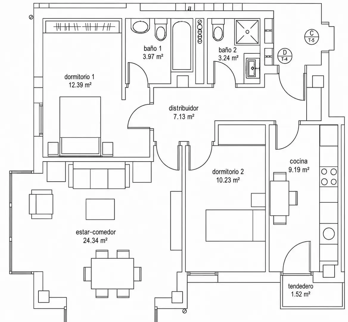 Wohnung zum Verkauf in Santa Cruz de Bezana mit Heizung und Möbliert