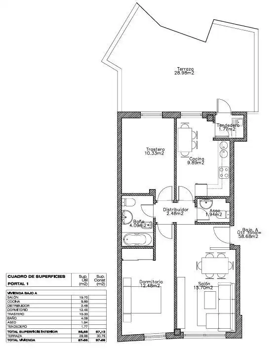 Planta baja en venta en A Coruña Capital  con Trastero y Alarma