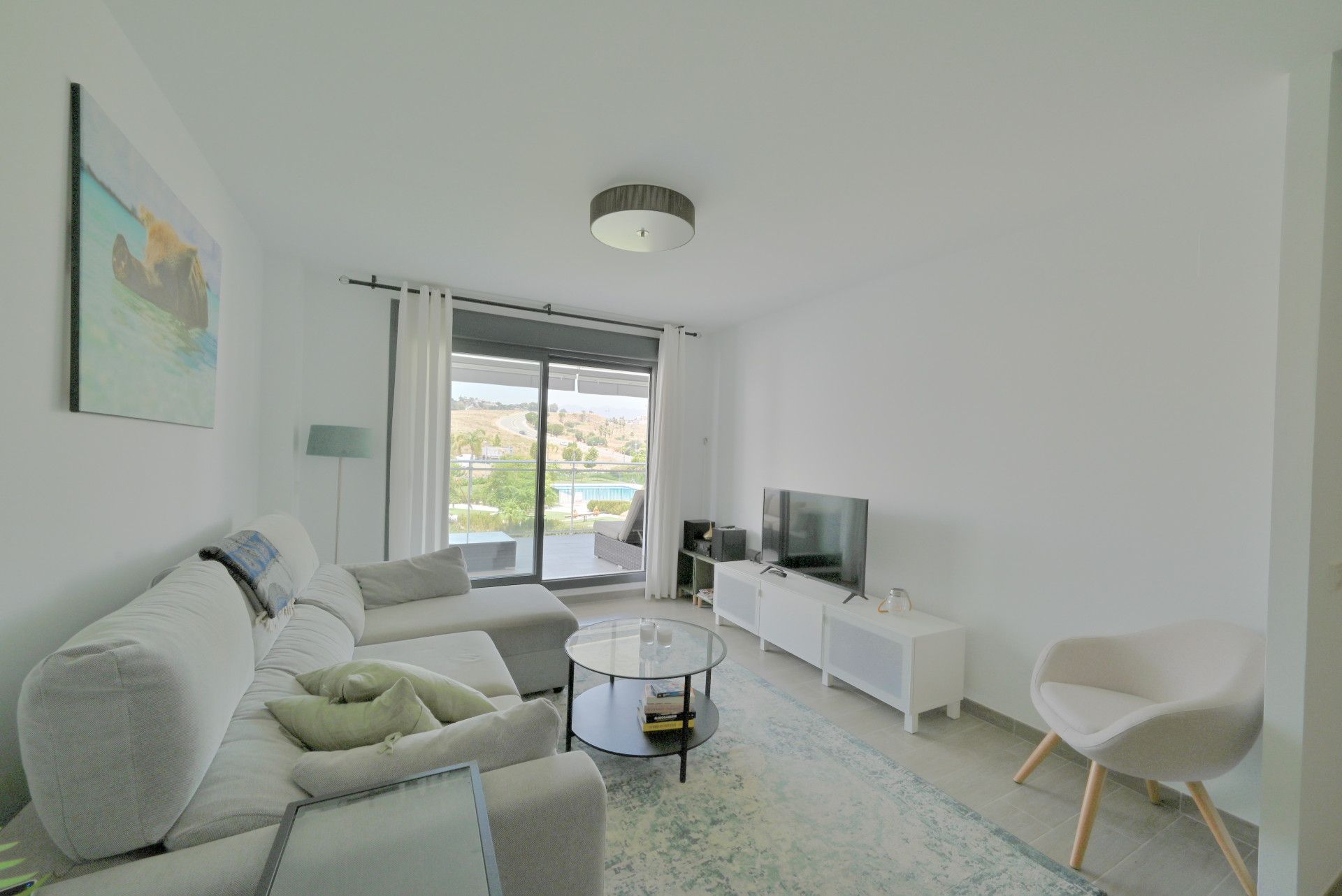 Sala d'estar de Apartament en venda en Mijas amb Aire condicionat, Terrassa i Traster