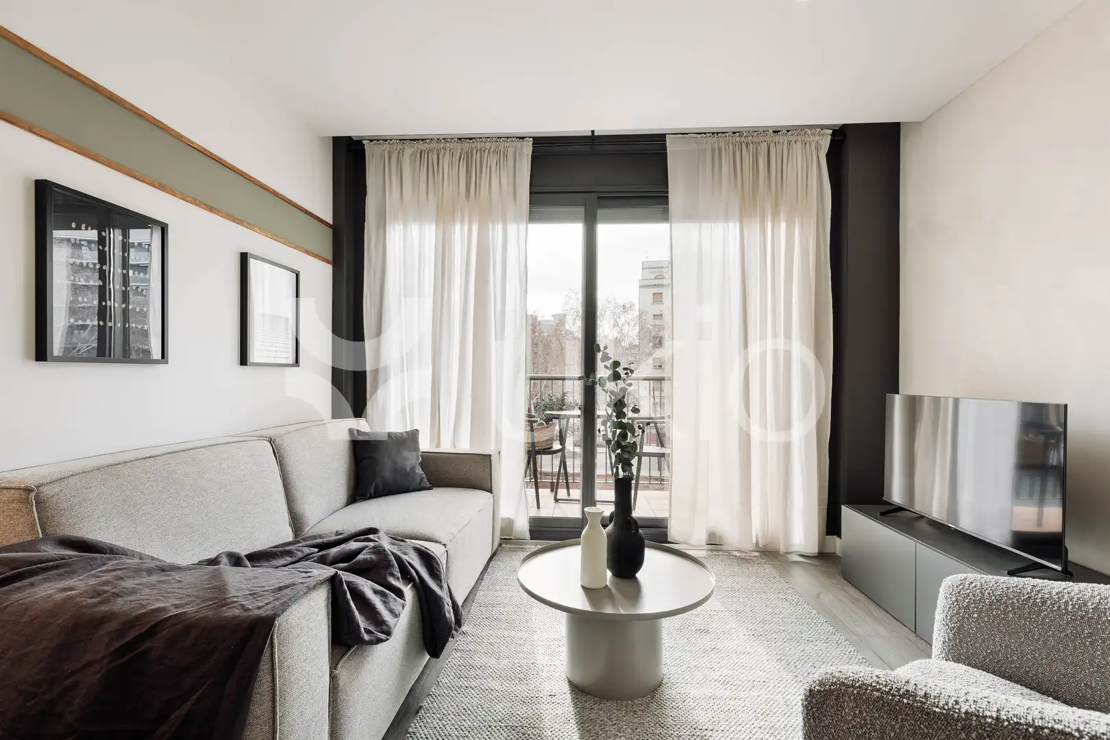 Sala de estar de Piso de alquiler en Barcelona con Aire acondicionado, Calefacción y Amueblado