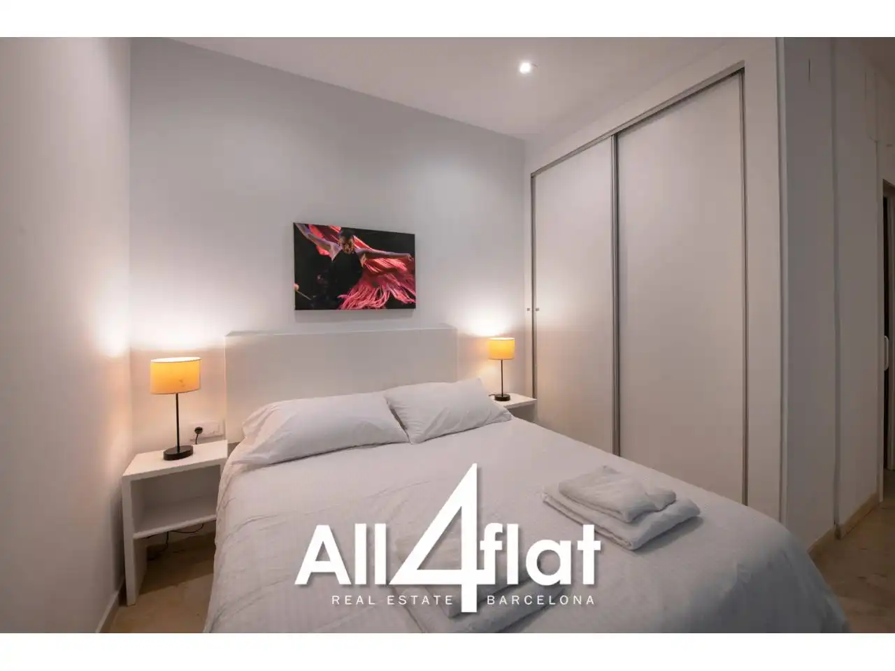 Bedroom of Study for rent in Barcelona  with Air Conditioner, Parquet flooring and Furnished