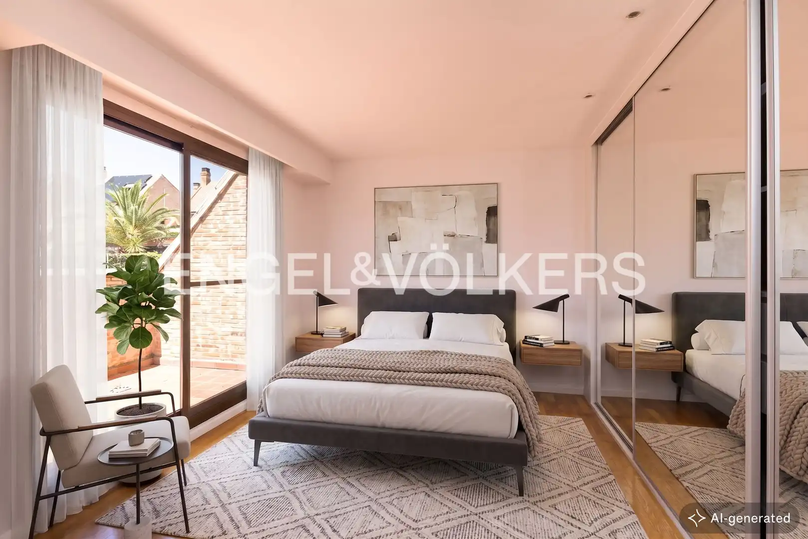 Schlafzimmer von Einfamilien-Reihenhaus zum Verkauf in Villanueva del Pardillo mit Klimaanlage, Heizung und Privatgarten