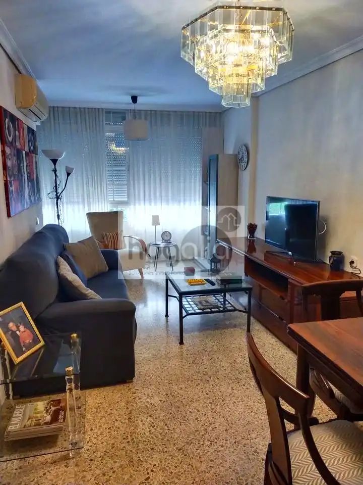 Sala d'estar de Pis de lloguer en Sevilla amb Aire condicionat, Terrassa i Moblat