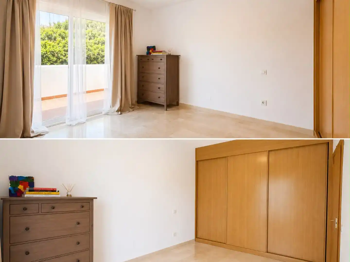 Schlafzimmer von Wohnung zur Miete in Estepona mit Klimaanlage, Schwimmbad und Balkon