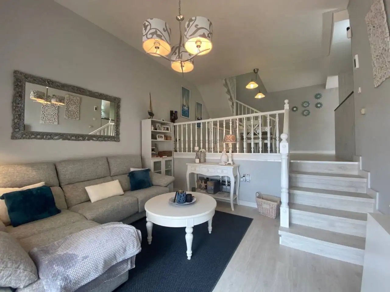 Sala de estar de Casa adosada en venta en Mont-roig del Camp con Aire acondicionado, Parquet y Terraza