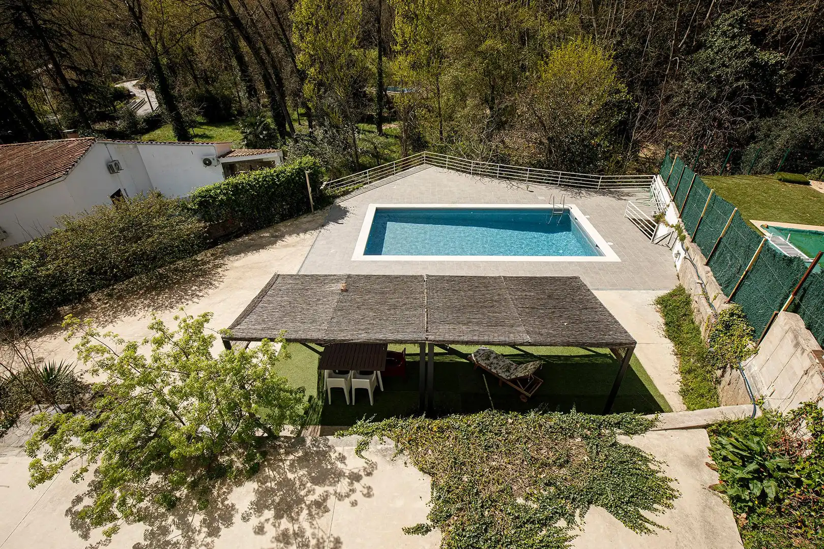 Schwimmbecken von Wohnung zur Miete in Sant Martí de Llémena mit Klimaanlage, Privatgarten und Terrasse