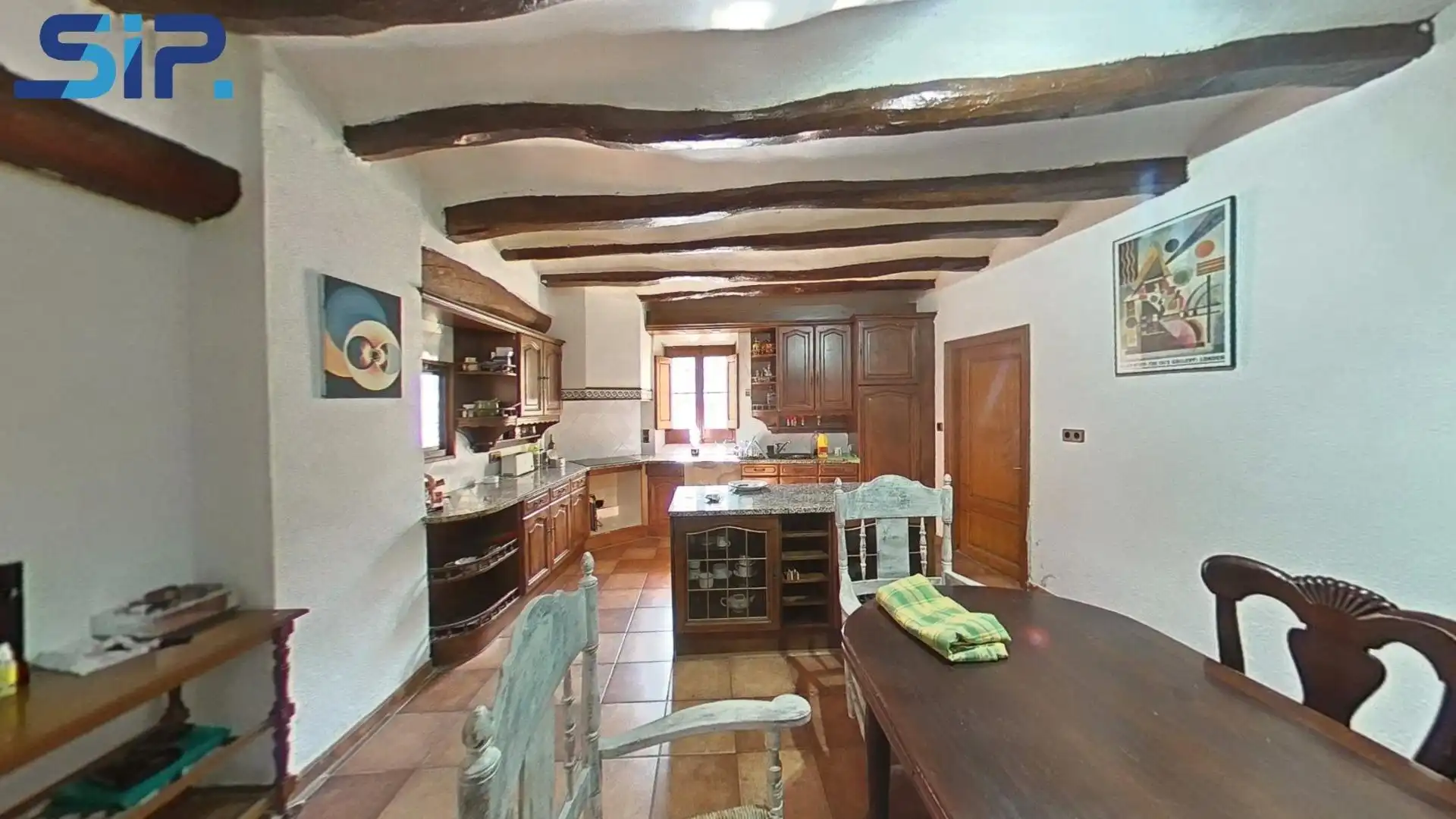 Cocina de Finca rústica en venta en Pontons con Jardín privado, Terraza y Piscina