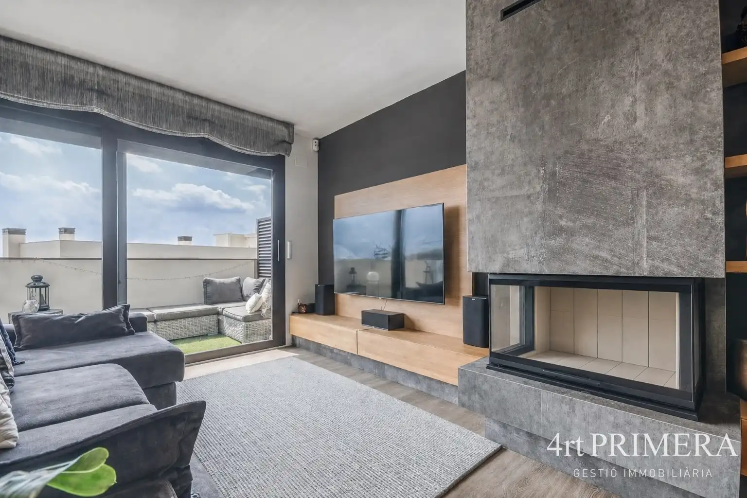Sala de estar de Ático en venta en L'Ametlla del Vallès con Aire acondicionado, Calefacción y Parquet