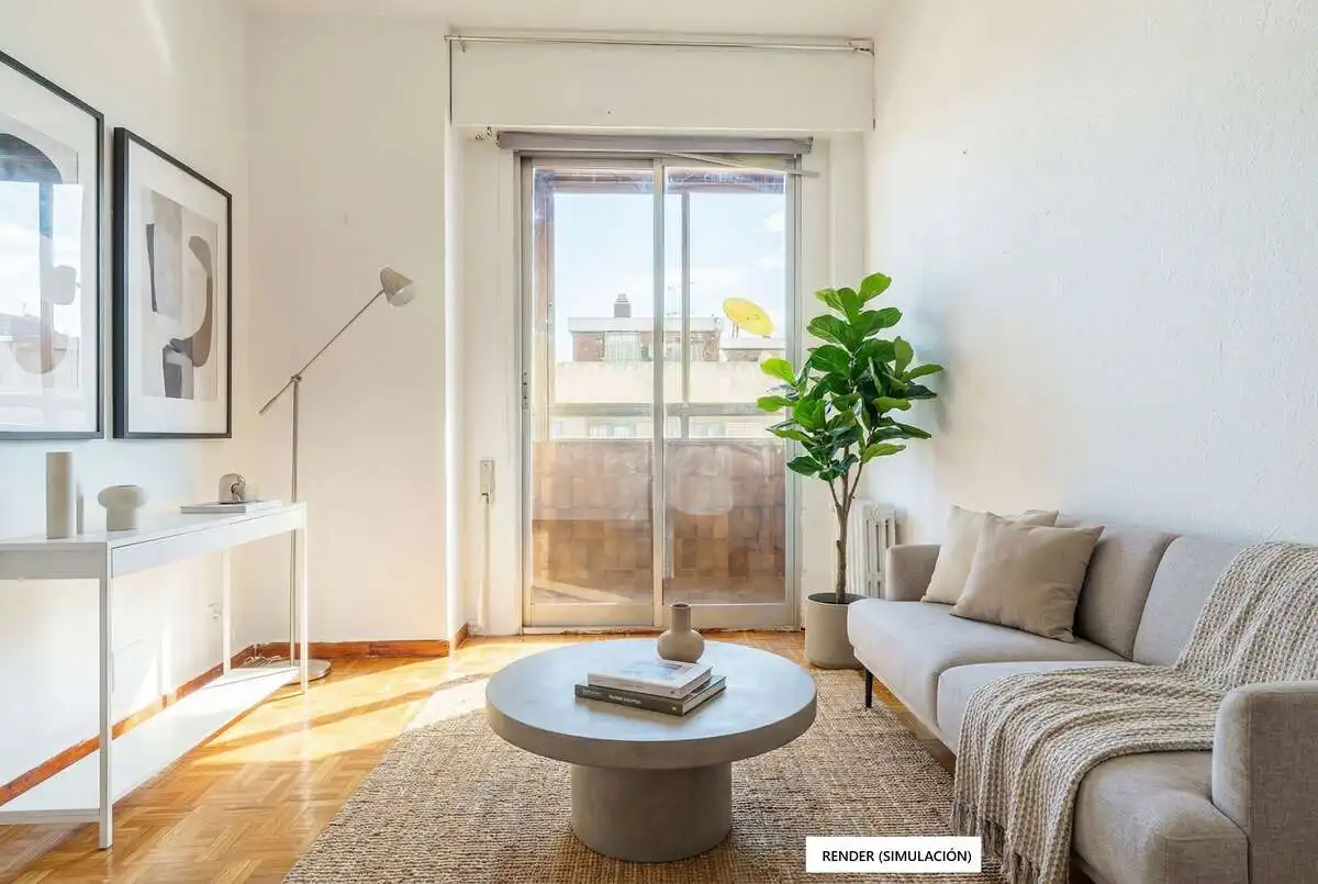 Wohnzimmer von Wohnung zum Verkauf in Madrid mit Heizung, Terrasse und Ofen