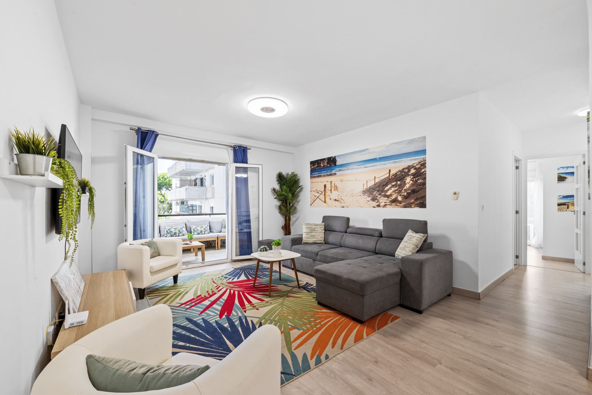 Sala d'estar de Apartament en venda en Mijas amb Aire condicionat, Terrassa i Piscina
