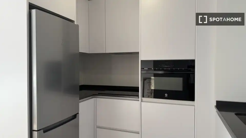 Cuina de Apartament per a compartir en Málaga amb Aire condicionat, Terrassa i Moblat