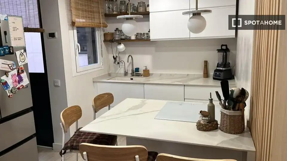 Cuina de Pis de lloguer en Madrid amb Aire condicionat, Calefacció i Moblat
