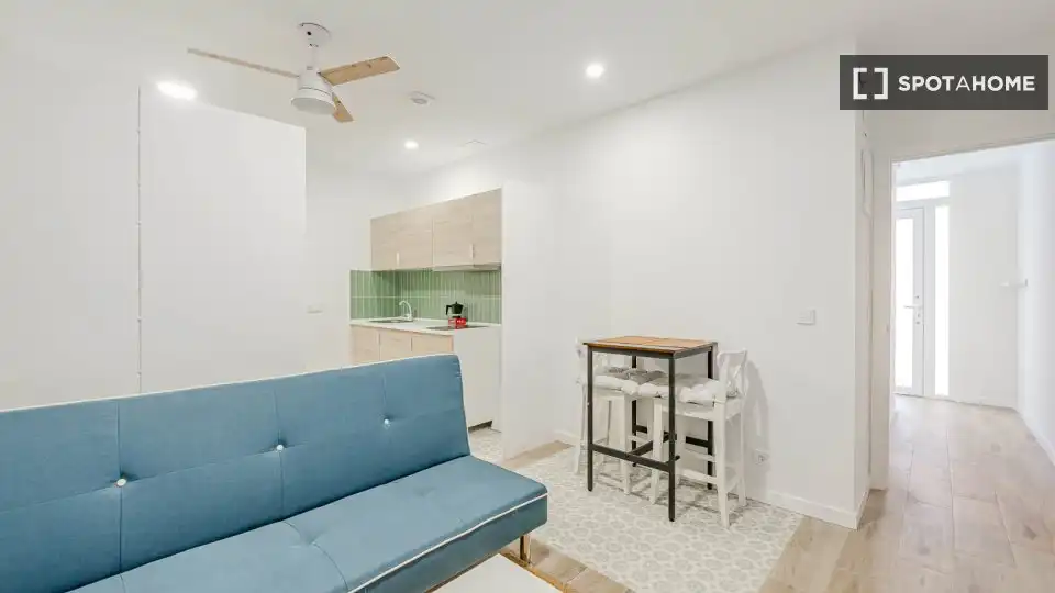 Sala d'estar de Estudi per a compartir en Madrid amb Aire condicionat, Calefacció i Terrassa