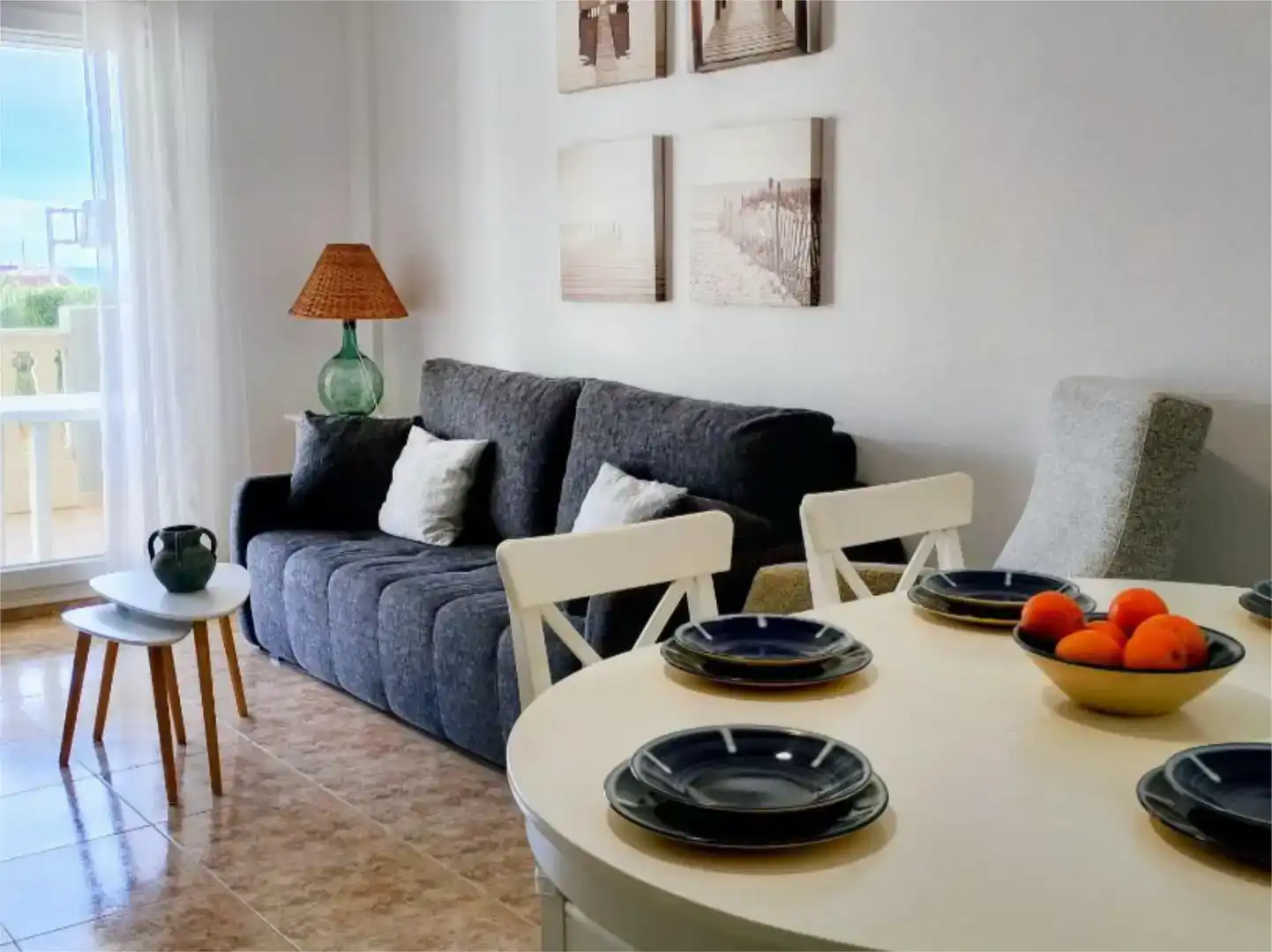 Wohnzimmer von Wohnung zur Miete in Dénia mit Klimaanlage, Privatgarten und Schwimmbad