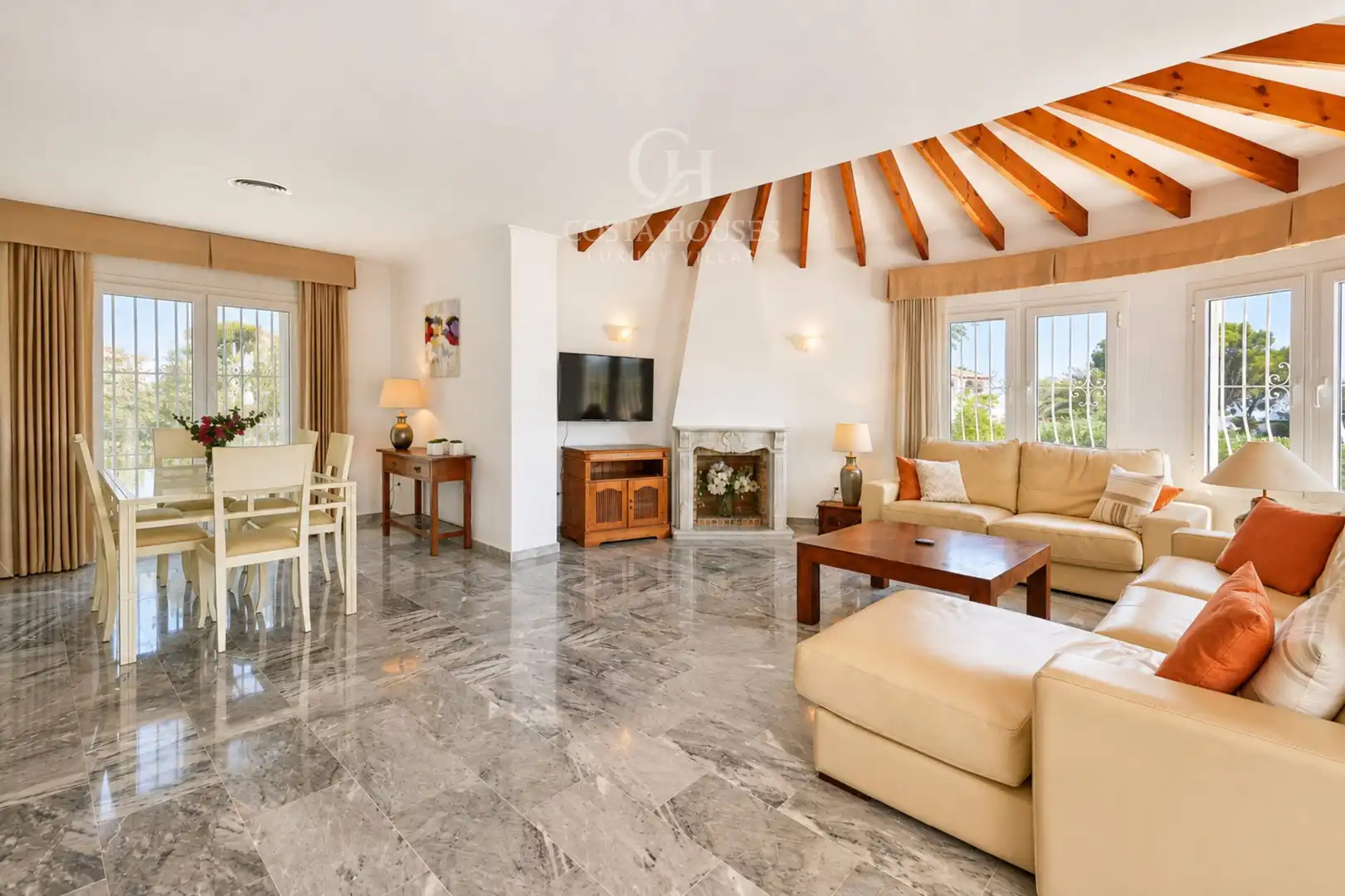 Sala d'estar de Casa o xalet en venda en Moraira amb Aire condicionat, Calefacció i Jardí privat