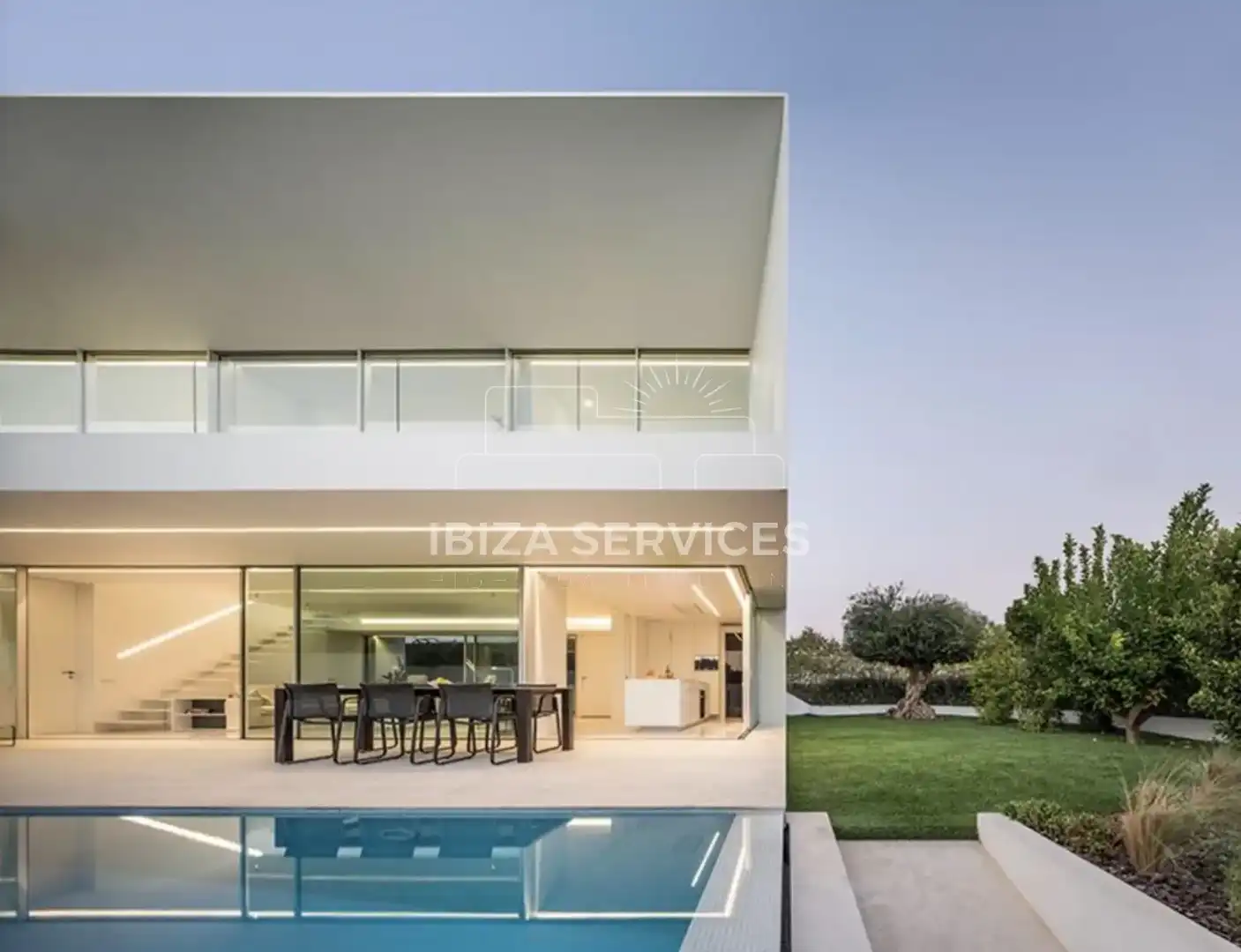 Terraza de Casa o chalet de alquiler en Santa Eulària des Riu con Aire acondicionado, Jardín privado y Piscina
