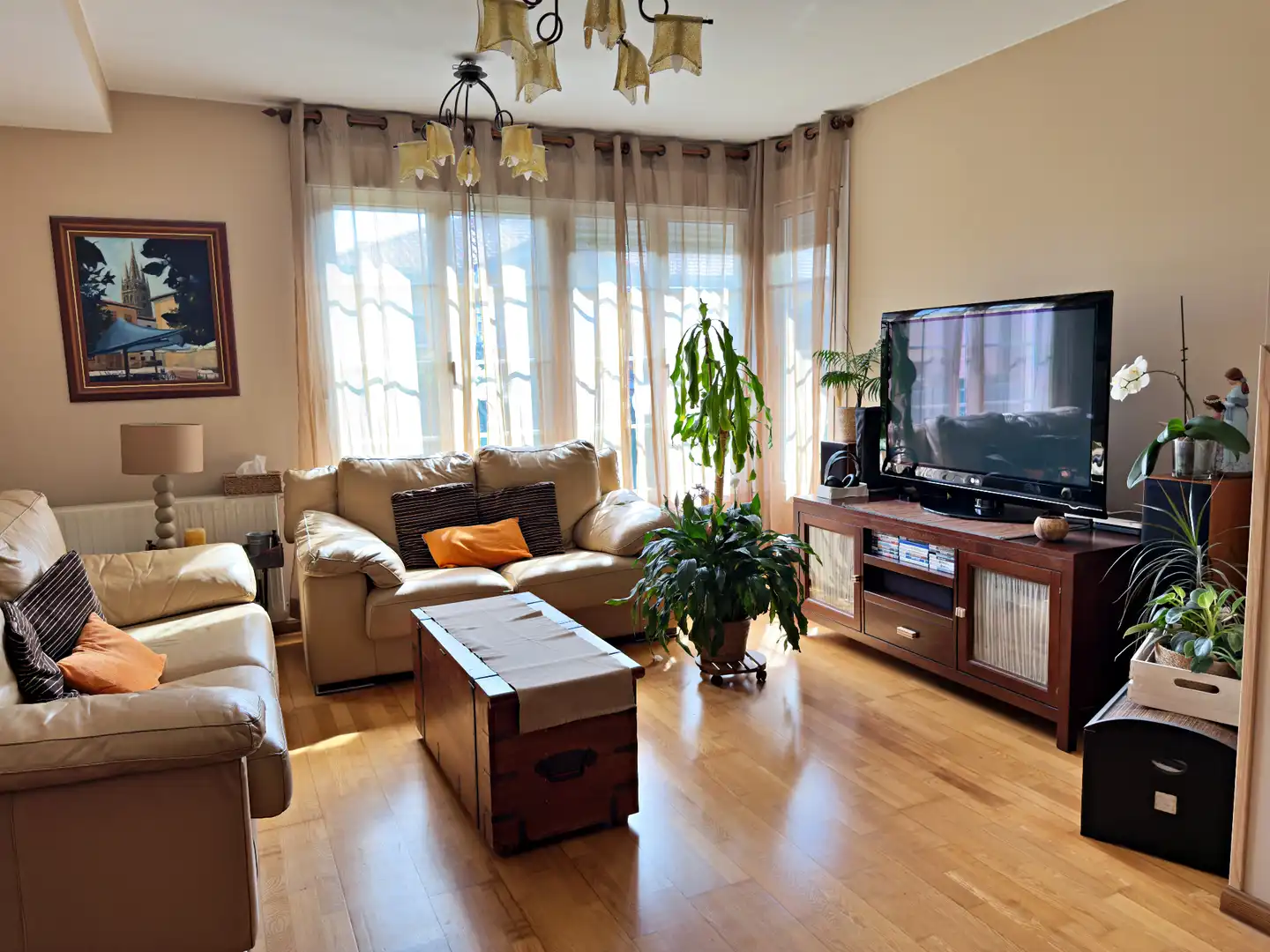 Living room of Detached homes for sale in Llanera  with Heating, Parquet flooring and Terrace