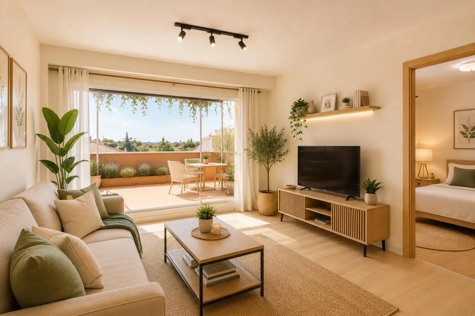 Sala d'estar de Àtic en venda en  Madrid Capital amb Aire condicionat, Terrassa i Moblat