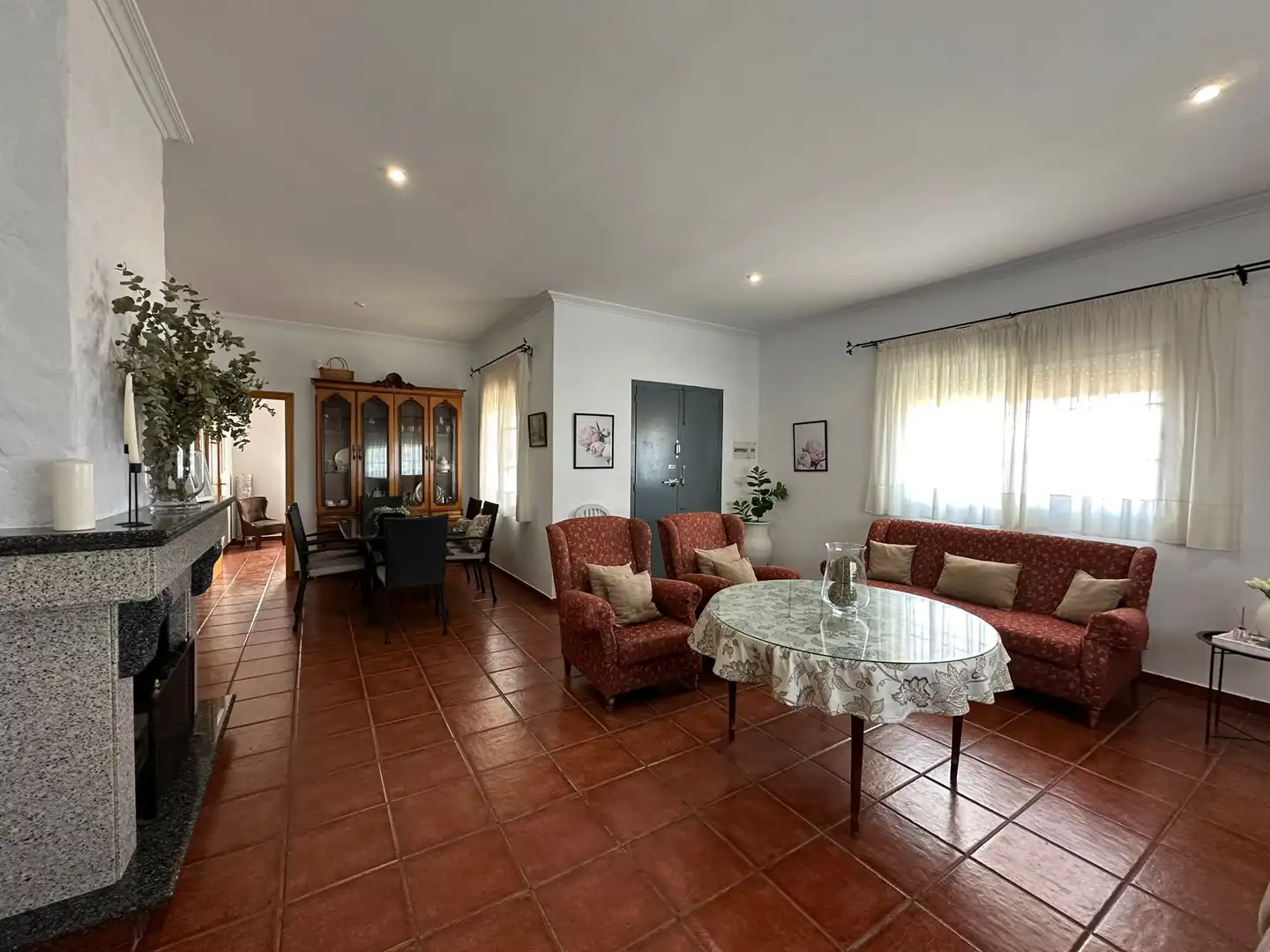 Sala d'estar de Casa o xalet en venda en Magacela amb Jardí privat, Terrassa i Piscina