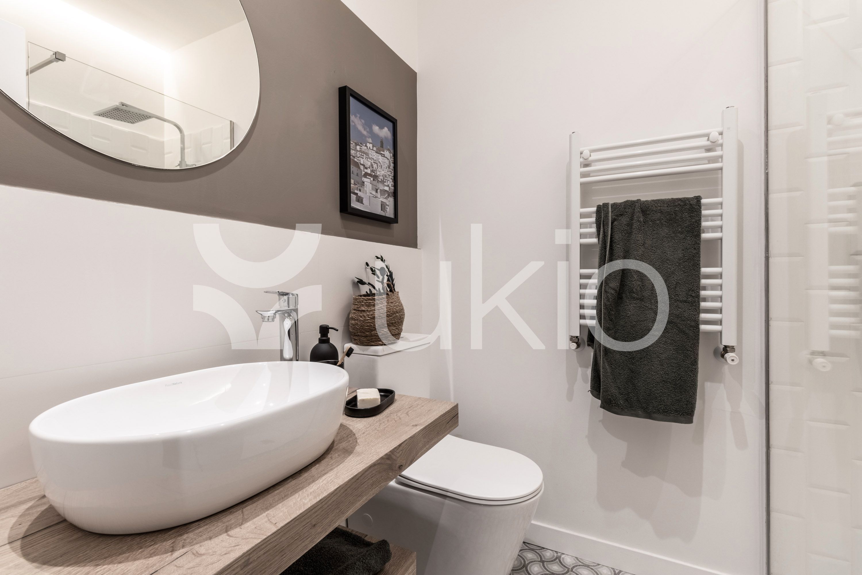 Bany de Apartament de lloguer en  Madrid Capital amb Aire condicionat, Calefacció i Moblat