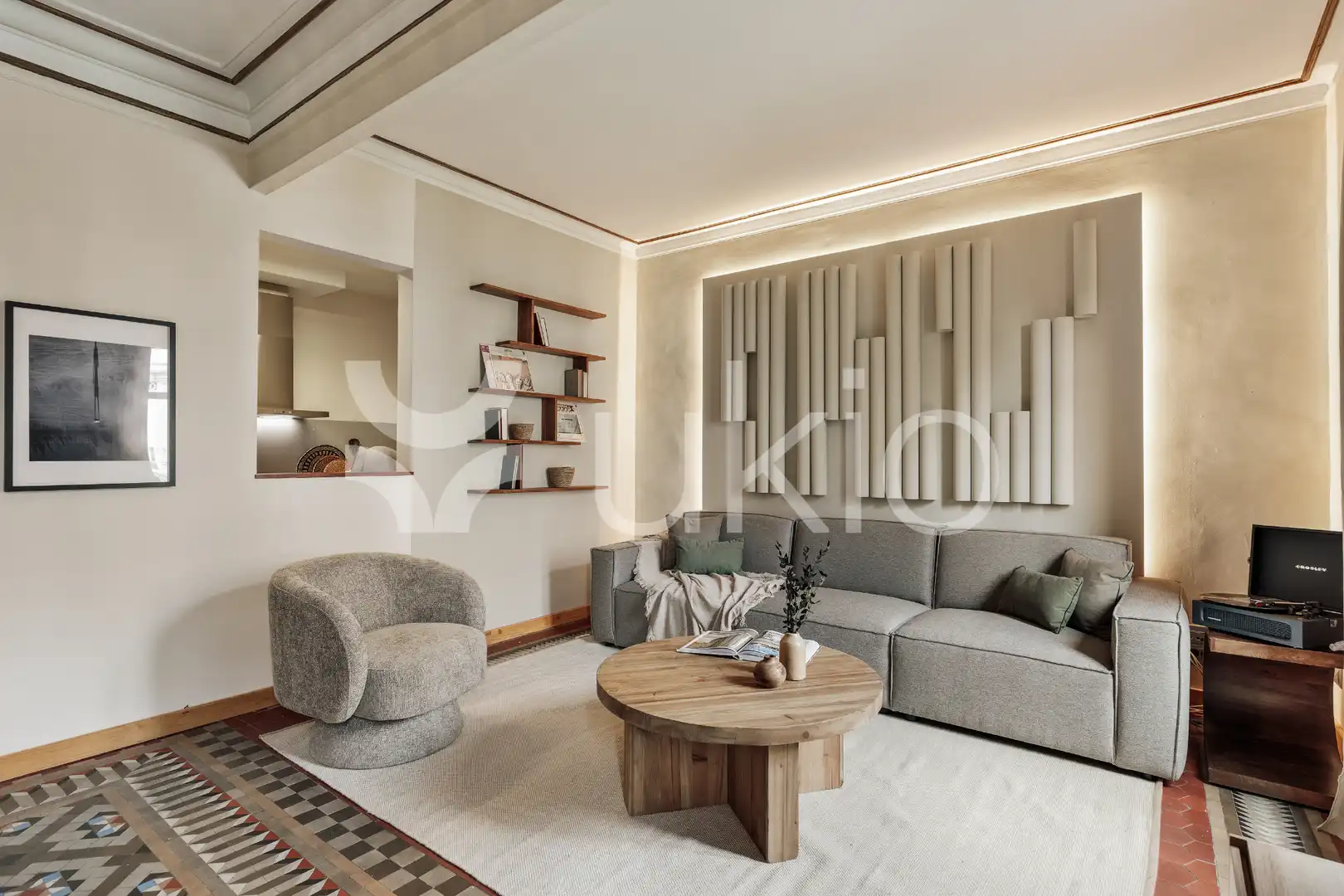Sala de estar de Apartamento de alquiler en Barcelona con Aire acondicionado, Calefacción y Terraza