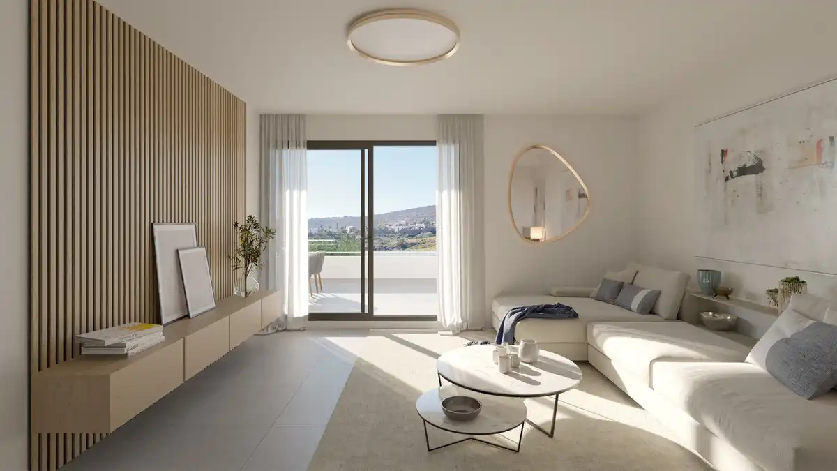 Sala de estar de Casa adosada en venta en Manilva con Jardín privado, Terraza y Trastero