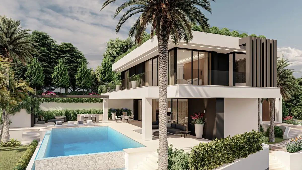 Außenansicht von Haus oder Chalet zum Verkauf in Marbella mit Klimaanlage, Privatgarten und Terrasse