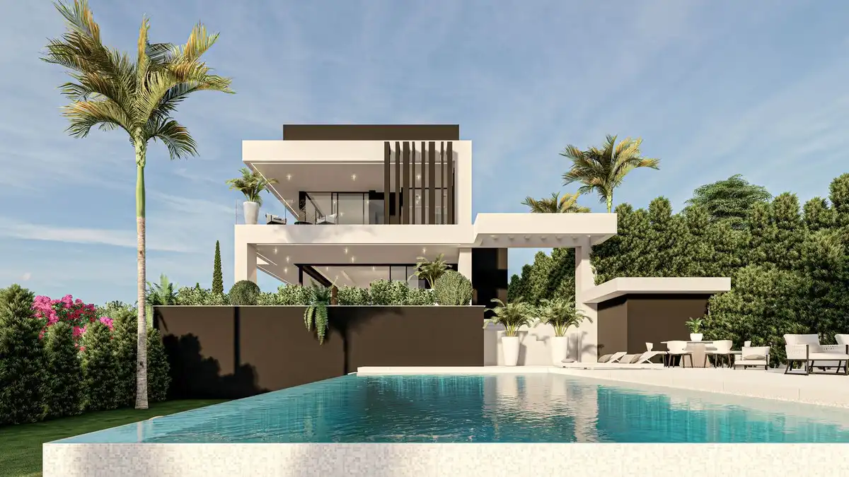 Außenansicht von Haus oder Chalet zum Verkauf in Marbella mit Klimaanlage, Privatgarten und Terrasse