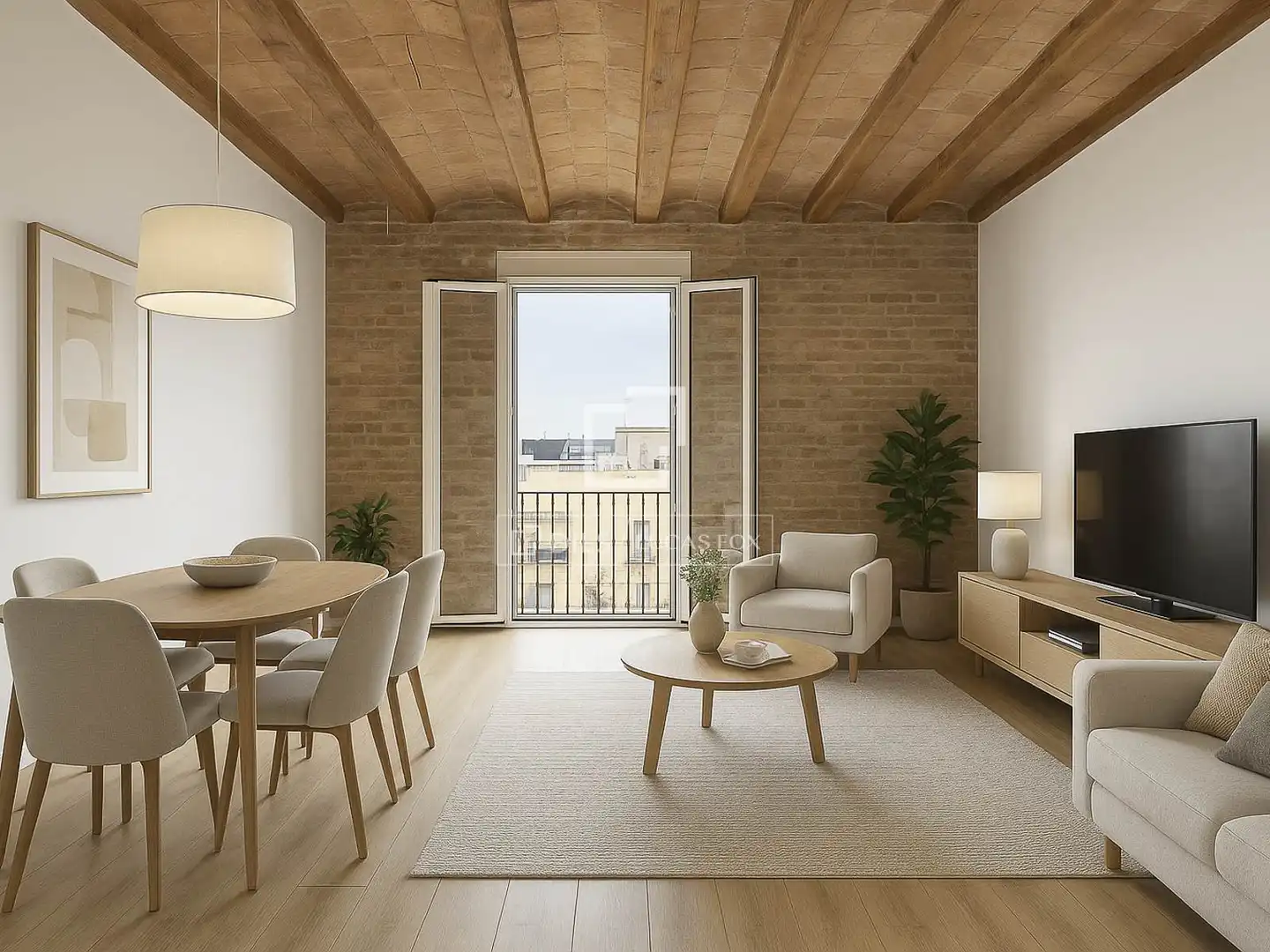 Wohnzimmer von Wohnung zum Verkauf in Barcelona mit Klimaanlage, Heizung und Parkett