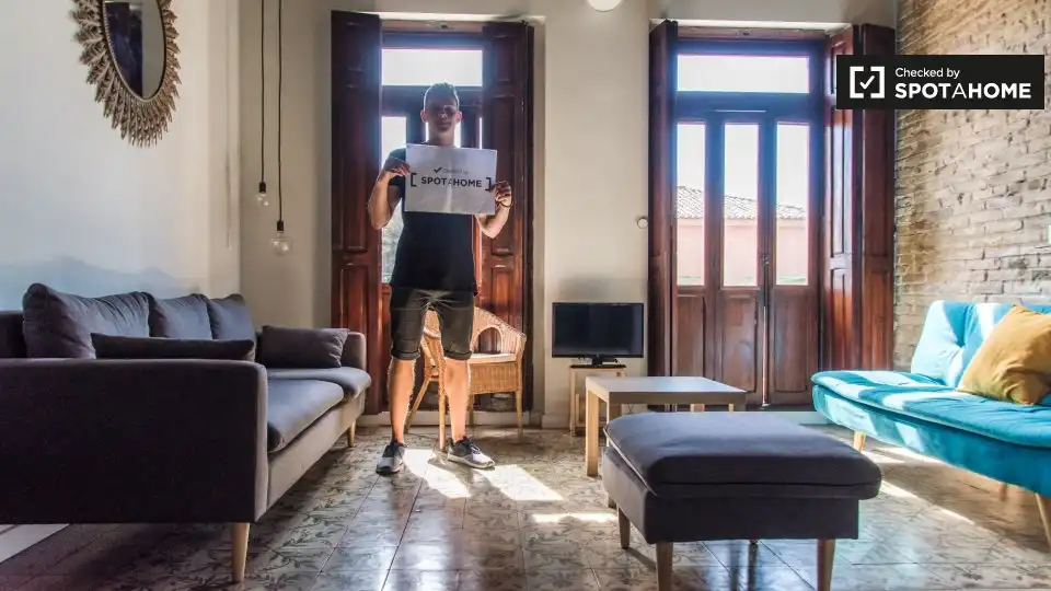 Living room of Flat for rent in Valencia  with Air Conditioner, Heating and Furnished