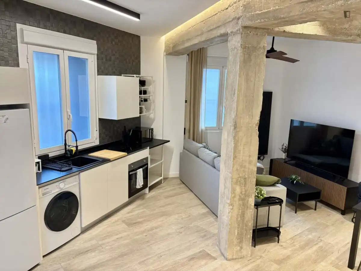Cocina de Apartamento de alquiler en Madrid con Amueblado, Horno y Lavadora