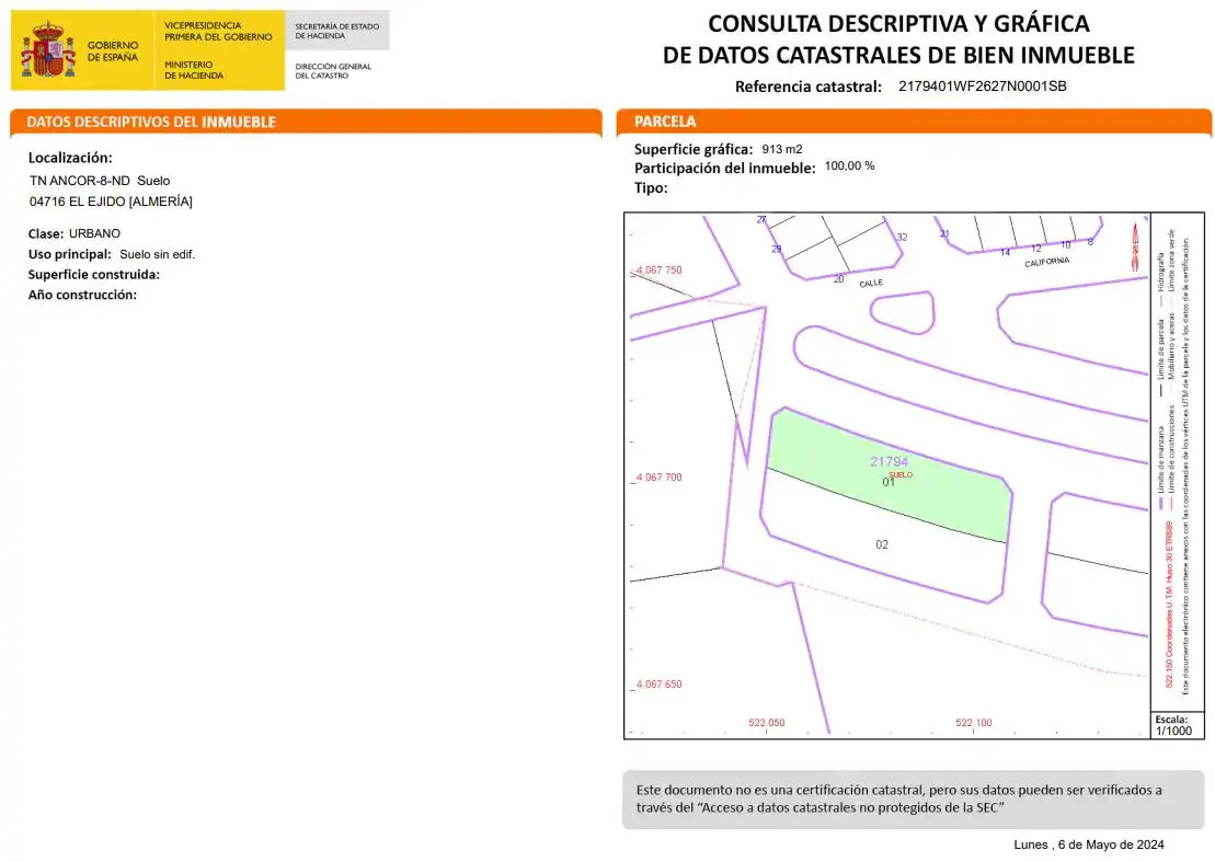 Land for sale in El Ejido