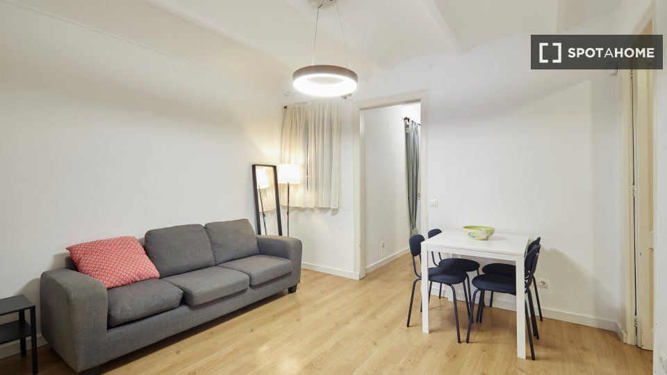 Sala d'estar de Pis de lloguer en  Barcelona Capital amb Aire condicionat, Calefacció i Moblat