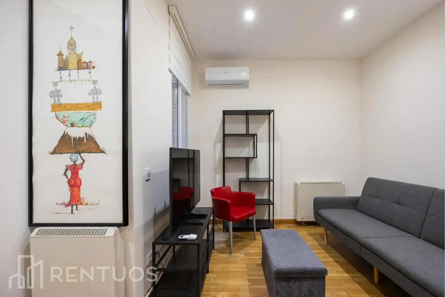 Living room of Flat for rent in Madrid  with Air Conditioner, Heating and Furnished