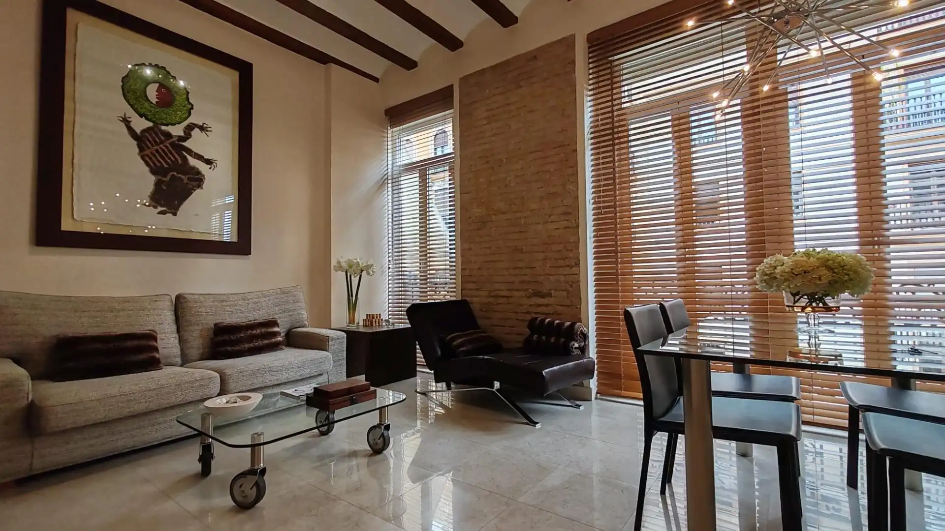 Sala de estar de Piso de alquiler en  Valencia Capital con Aire acondicionado, Amueblado y Balcón