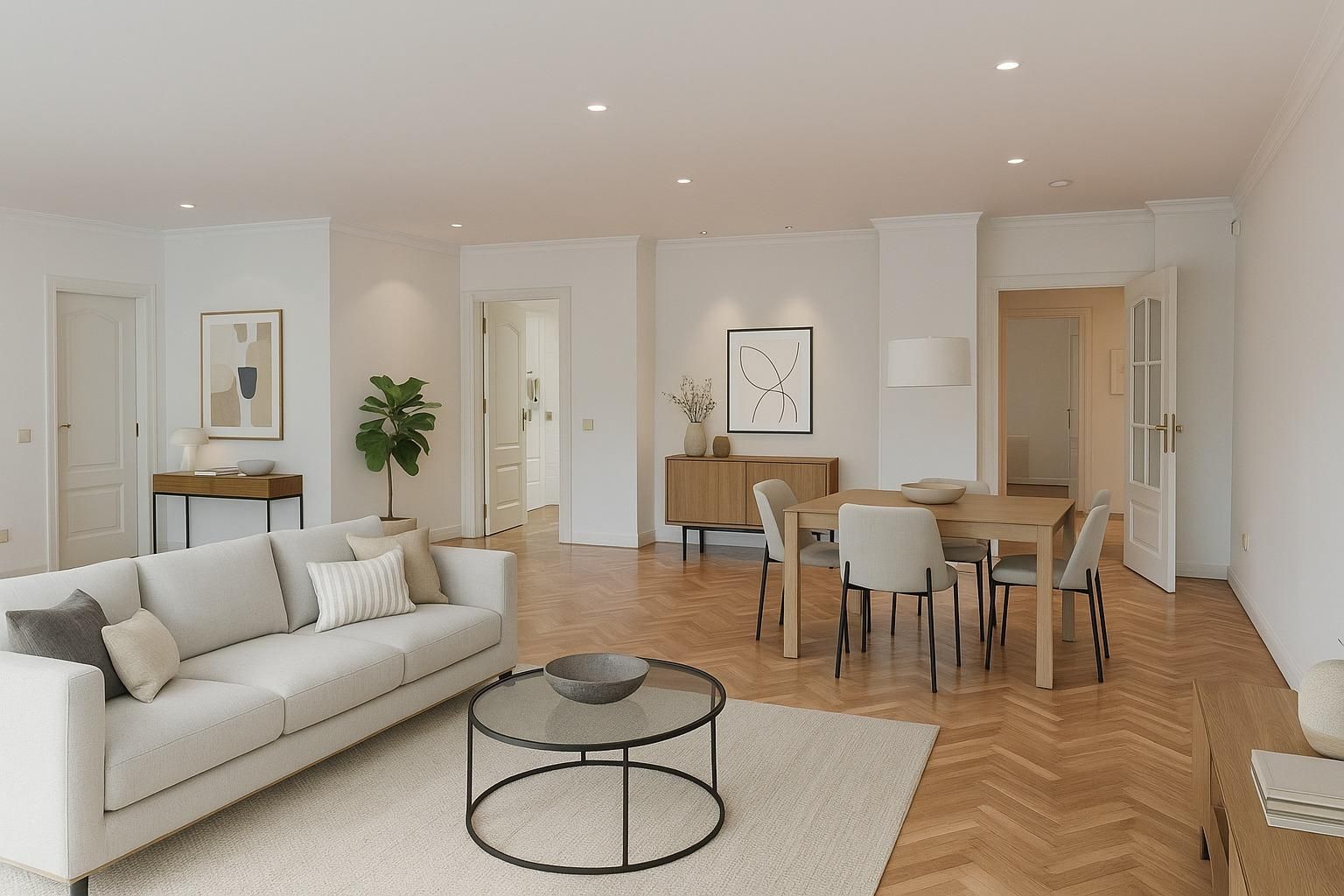 Living room of Flat to rent in  Madrid Capital  with Air Conditioner, Heating and Parquet flooring