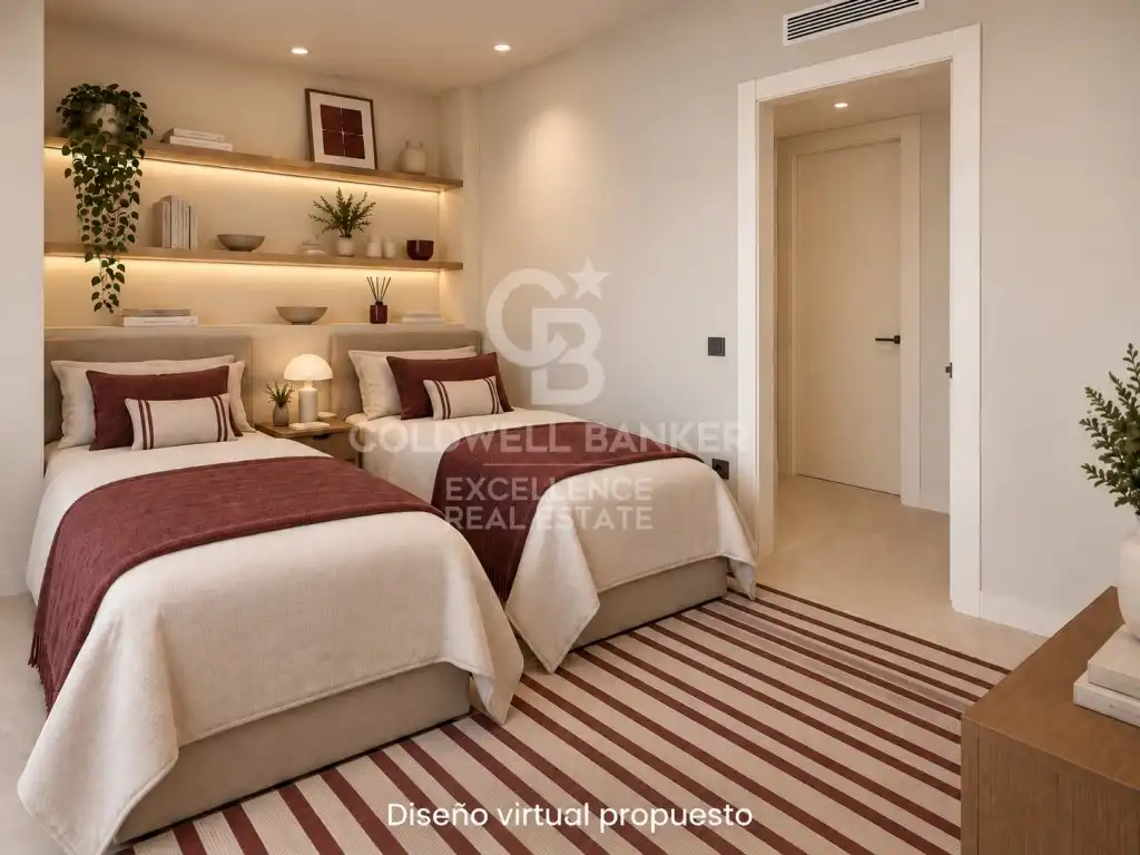 Schlafzimmer von Erdgeschoss zum Verkauf in Valencia mit Klimaanlage, Terrasse und Ofen