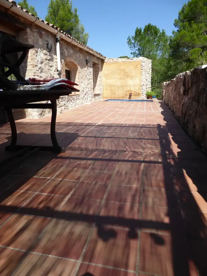 Terraza de Finca rústica en venta en Sant Martí de Tous con Aire acondicionado, Calefacción y Jardín privado