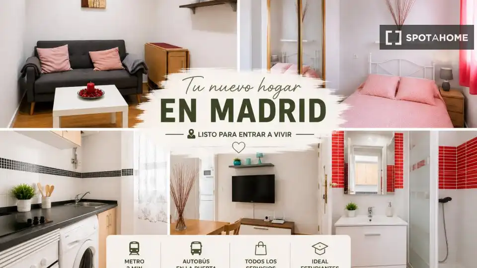 Bedroom of Flat for rent in Madrid  with Air Conditioner, Heating and Furnished