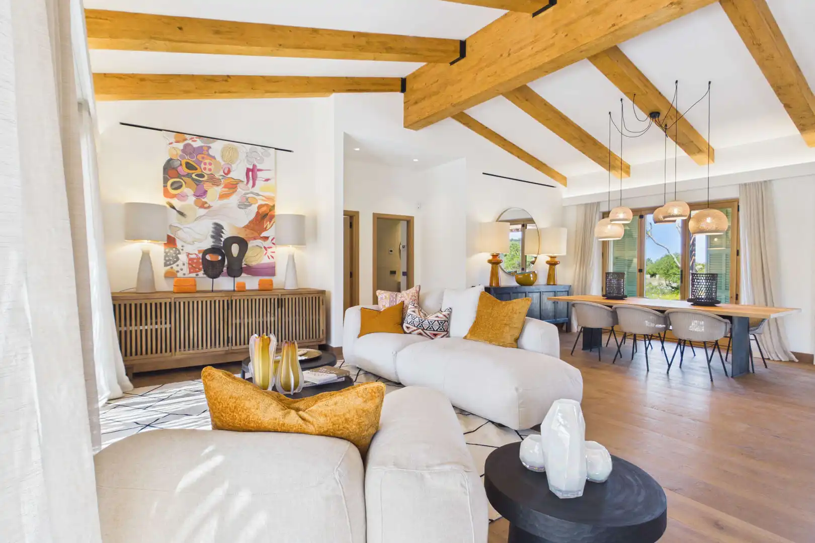 Sala de estar de Finca rústica en venta en Capdepera con Aire acondicionado, Calefacción y Parquet