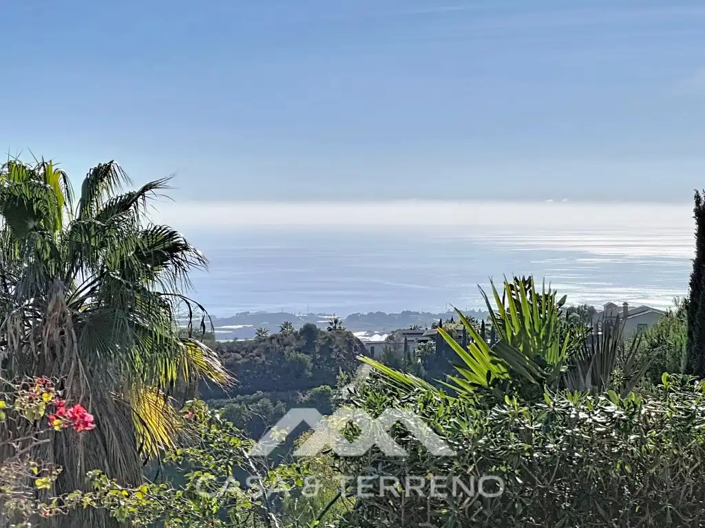 Vista exterior de Casa o xalet en venda en Algarrobo amb Jardí privat, Terrassa i Piscina