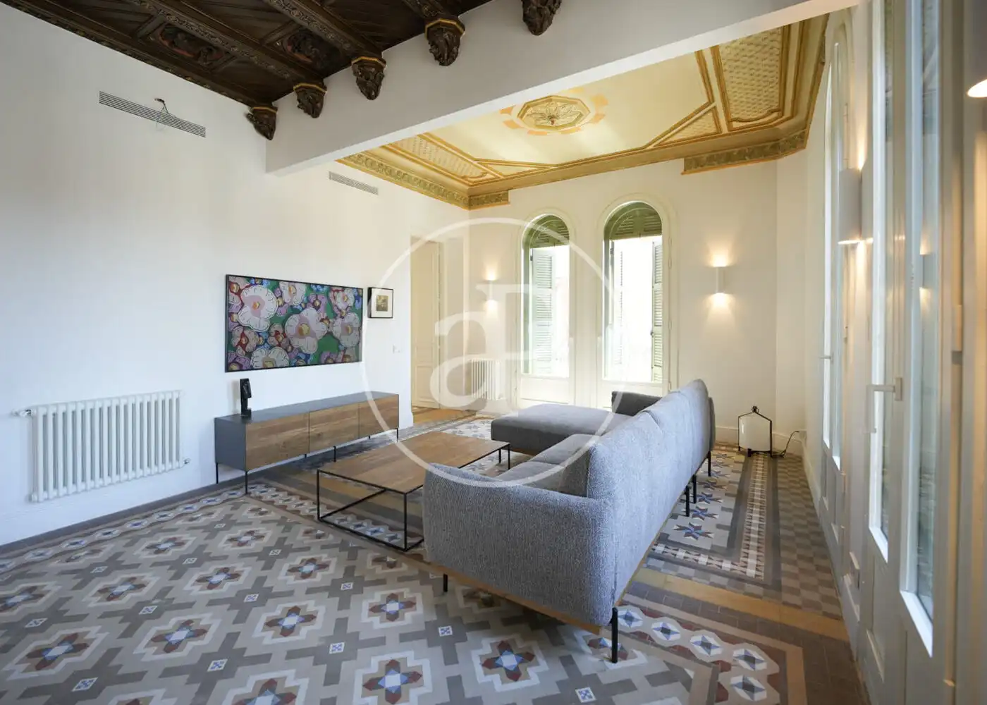 Sala de estar de Piso de alquiler en Barcelona con Aire acondicionado, Calefacción y Amueblado