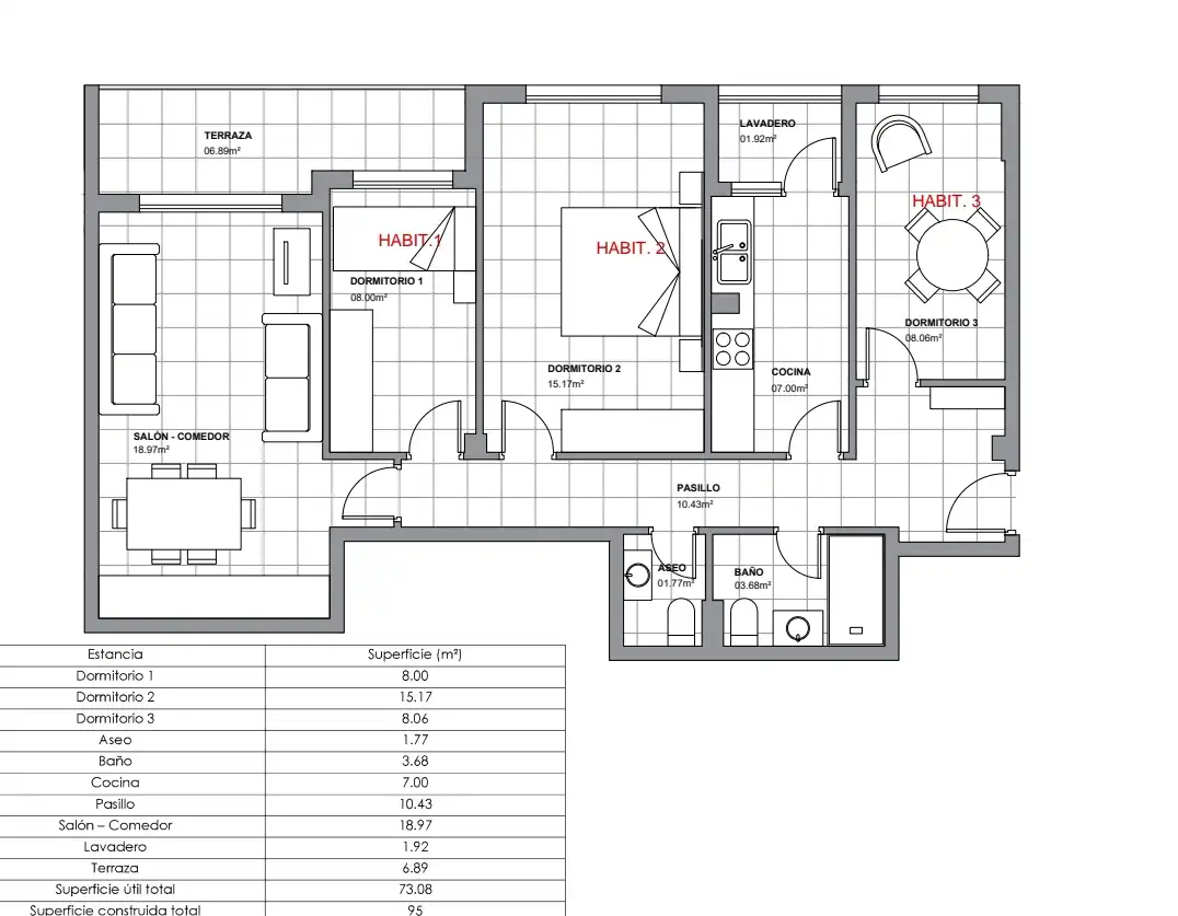 Flat for rent in Granada  with Air Conditioner, Heating and Terrace